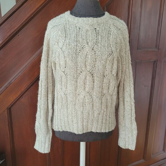 Lizwear Vintage Brown Cable Knit Wool Sweater Small - Picture 1 of 5